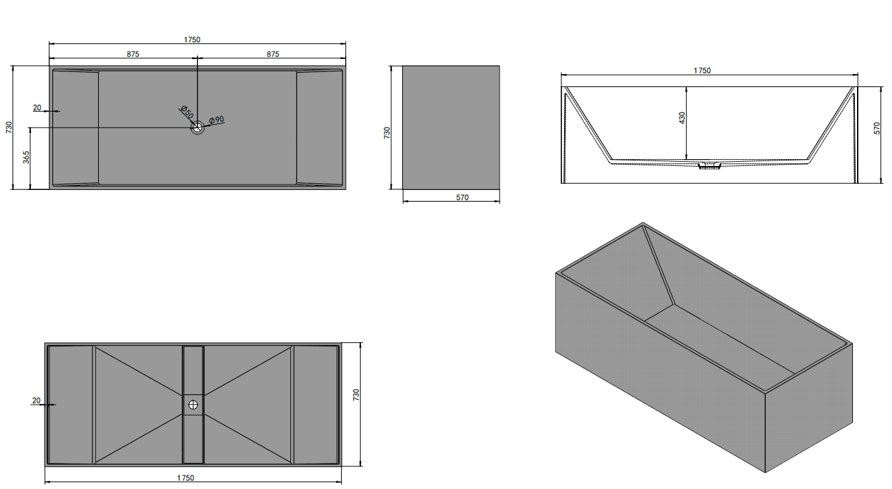 corner tub,square bath tub TCS14 WolkeSieben