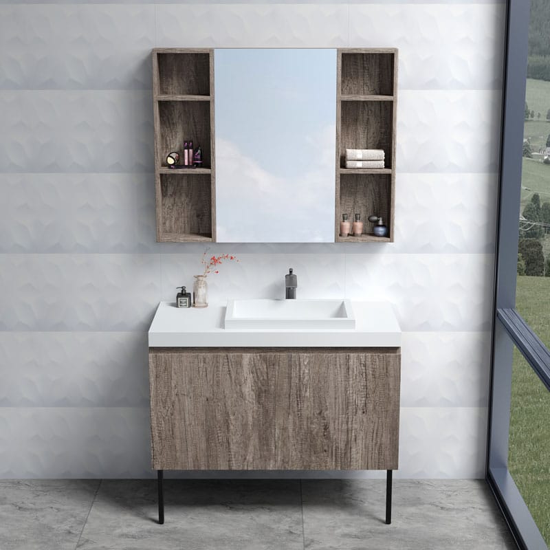 Vanity bathroom cabinet with mirror cabinet - WolkeSieben